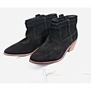 Joie Suede Booties 39 / 8 Black Leather Women's Slouchy Western Style Ankle NEW